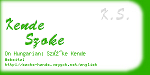 kende szoke business card